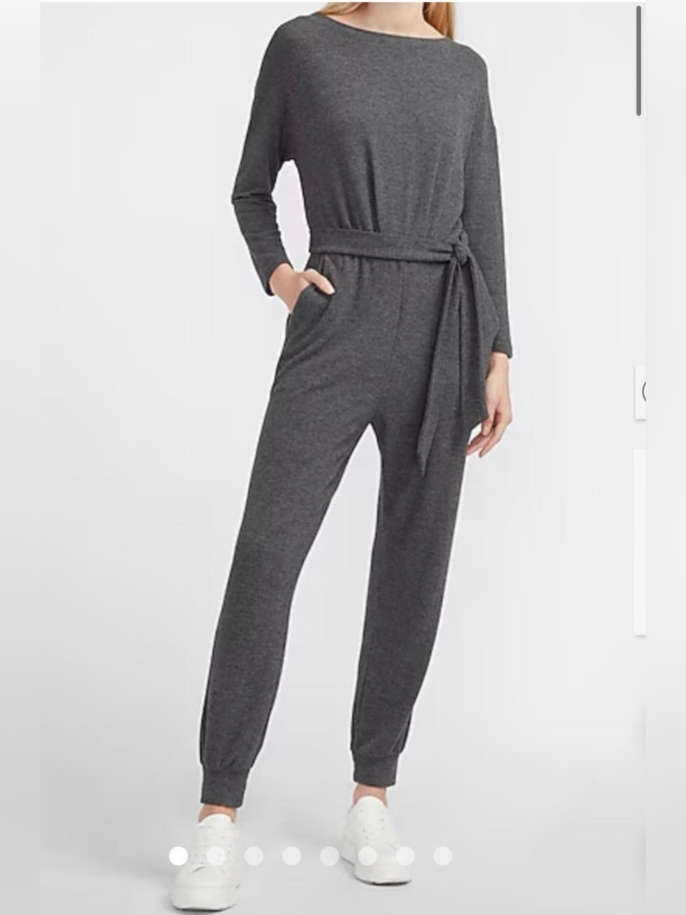 Women's Charcoal Gray Tie-Waist Jumpsuit with Pockets
